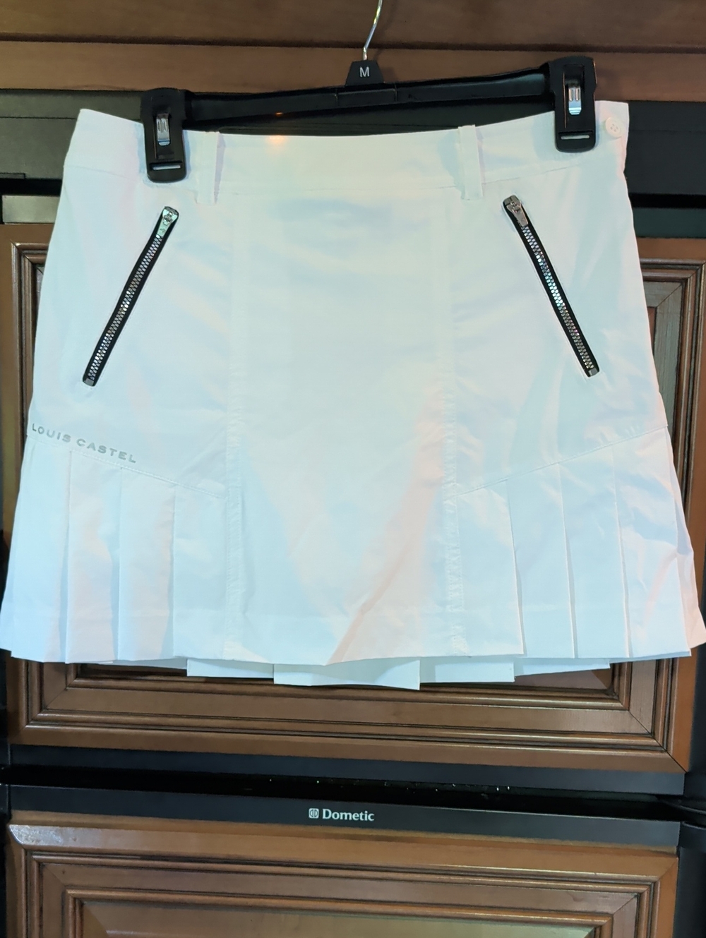Louis Castel White Pleated Golf Skort with Zip Pockets